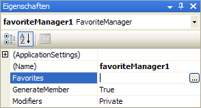 Eigenschaftenfenster des Favoriten-Managers